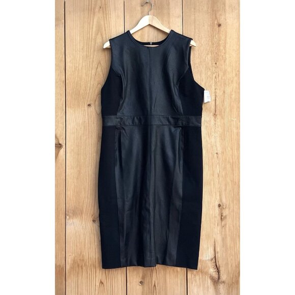 Spanx NWT Black Leather-Like Combo Dress Sz 1X - Picture 2 of 7